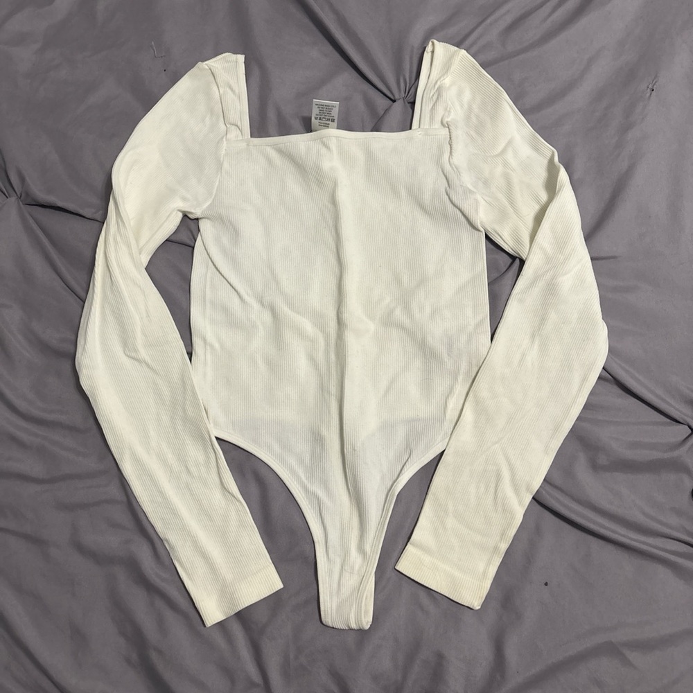Fashion Nova White Long Sleeve Bodysuit
